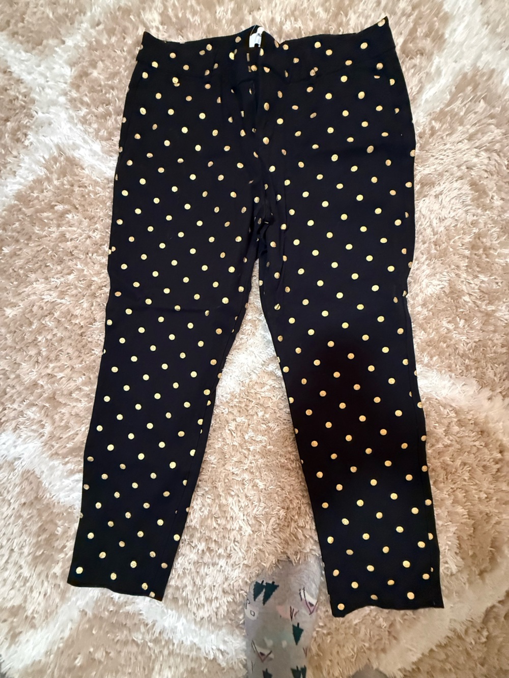 Old Navy Black Leggings with Gold Polka Dots